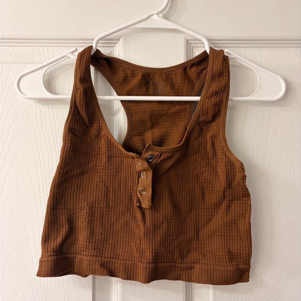 Rue21 Brown Buttoned Crop Top